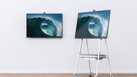 Surface Hub2 and Steelcase Roam on white